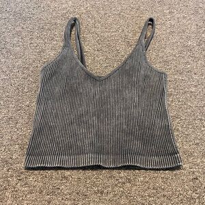 Women's Gray Ribbed Tank Top